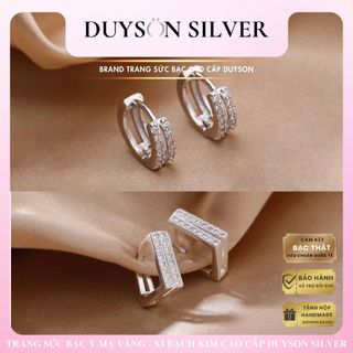 Khuyên tai bạc nữ vòng vuông, tròn kép bạc Ý 925 mạ vàng trắng cao cấp DUYSON SILVER (1 Chiếc) [KVDDXK6]