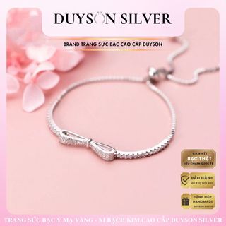 Lắc tay bạc Ý 925 mạ vàng trắng hình chiếc nơ kiểu dáng dây rút Duyson Silver [LTXK4]