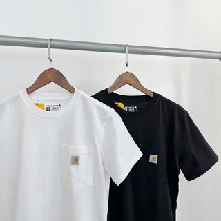 Áo thun cotton tay ngắn cổ tròn Carhartt pocket tee nam nữ vintage trắng đen 250SGM