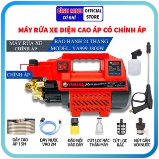 Máy rửa xe điện YAMAAHA có chỉnh áp,công suất 3800W, áp lực 330bar, máy rửa xe gia đình, chống giật, bảo hành 24 tháng.