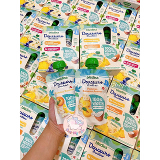 Trái cây mix sữa dừa Bledina 100% thuần chay.Ko chứa sữa cho bé từ 6m+ (thích hợp cả bé dị ứng) túi 90g