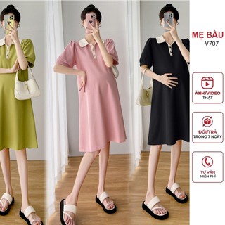 ĐẦM CÔNG SỞ CỔ SƠ MI CỘC TAY MÙA HÈ CHẤT MỀM MÁT DÁNG SUÔNG TRẺ TRUNG DỄ MẶC V707 - ĐẦM XINH FREESIZE