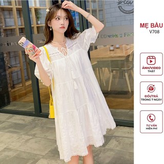 ĐẦM VÁY DỰ TIỆC CƯỚI MÙA HÈ CỘC TAY STYLE HÀN QUỐC CHẤT COTTON THÔ MỀM MỊN V708 - VÁY FREESIZE CÔNG SỞ XINH