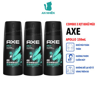 Combo 3 chai xịt nước hoa khử mùi toàn thân nam AXE Apollo 150ml