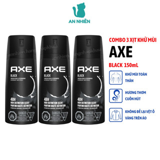 Combo 3 chai xịt nước hoa khử mùi toàn thân nam AXE Black 150ml