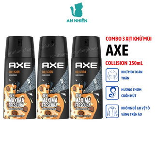 Combo 3 chai xịt nước hoa khử mùi toàn thân nam AXE Collision 150ml
