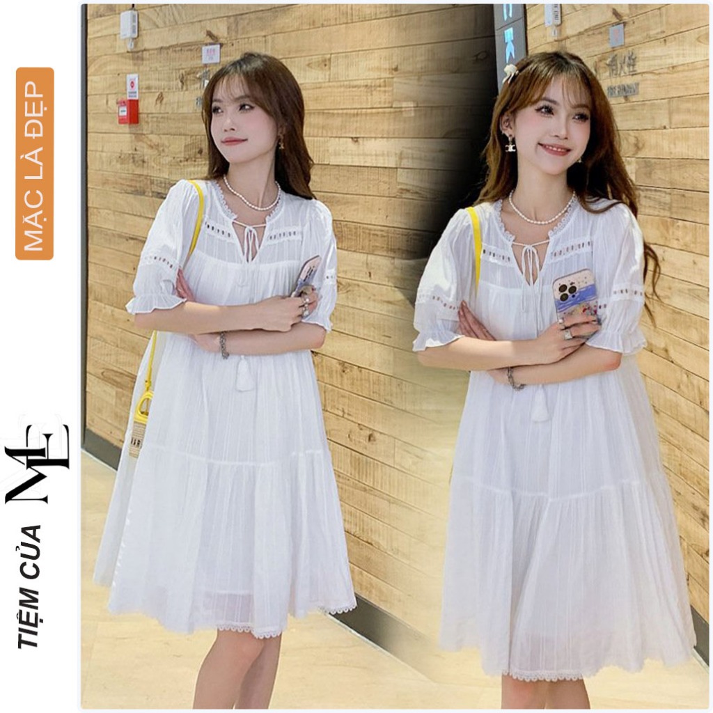ĐẦM BẦU CÔNG SỞ DÁNG SUÔNG V6708 FORM RỘNG TƠ NHĂN 2 LỚP CỔ V TAY BỒNG THANH LỊCH SANG CHẢNH - ĐẦM BẦU ĐẸP FREESIZE