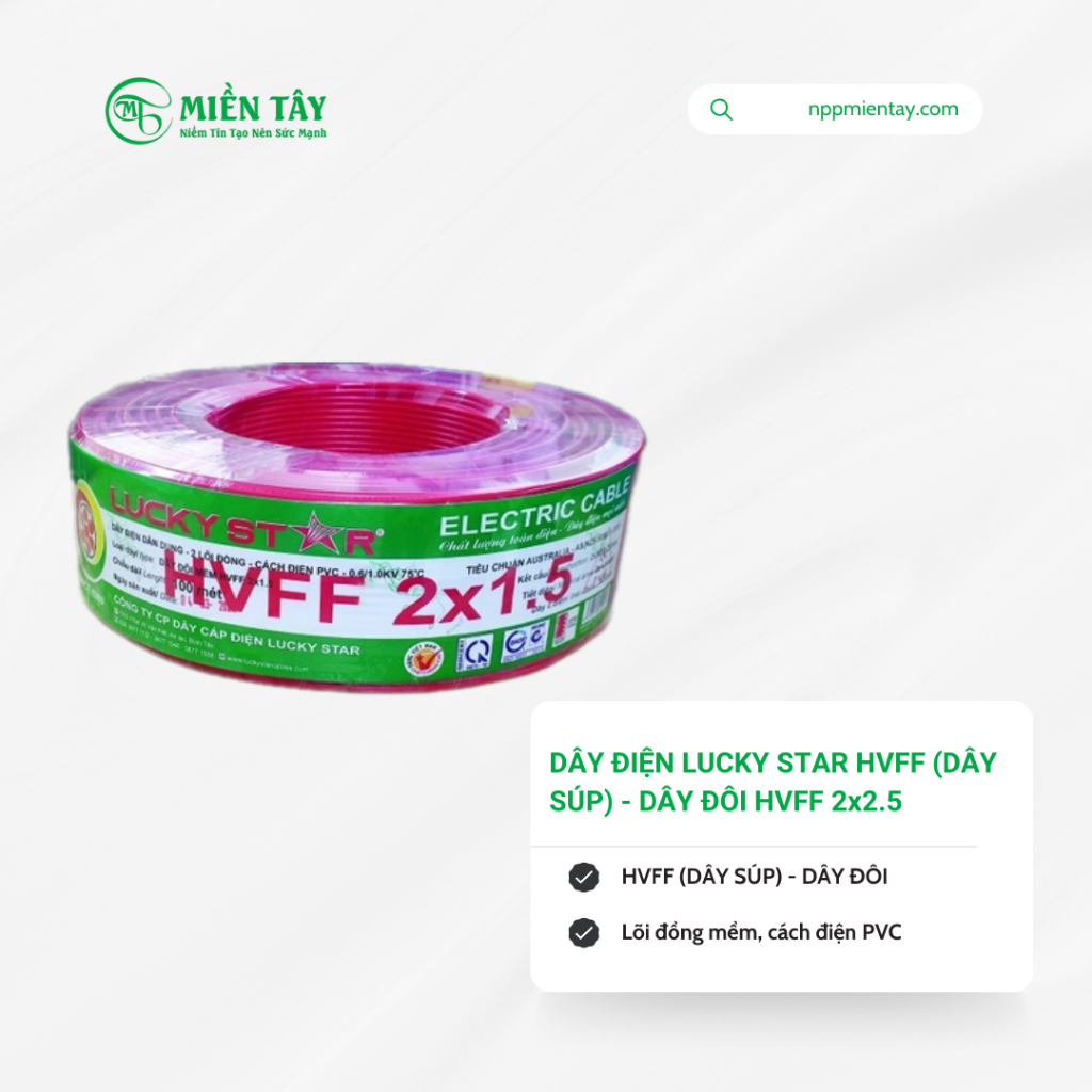 DÂY ĐIỆN LUCKY STAR HVFF (DÂY SÚP) - DÂY ĐÔI  HVFF 2x2.5