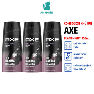 Combo 3 chai xịt nước hoa khử mùi toàn thân nam AXE Black Night 150ml
