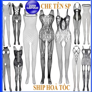 Bodysuit ren xuyên thấu sexy gợi cảm - đồ lót liền thân nữ đen trắng quyến rũ B87A