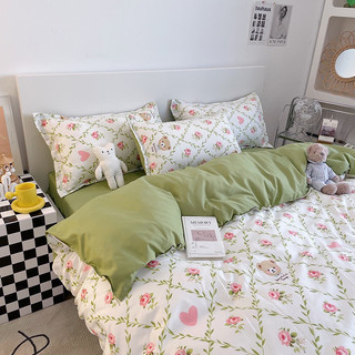 Set vỏ chăn ga gối chất cotton poly. mẫu vườn hoa