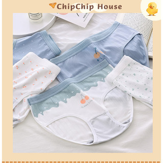 Quần lót nữ cotton co giãn, họa tiết cherry xanh, thoáng mát, ôm dáng kháng khuẩn ChipChipHouse