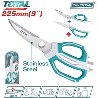 Kéo cắt nhà bếp 225mm total thscrs822251 chất liệu: thép không gỉ độ dày lưỡi: 3.0mm