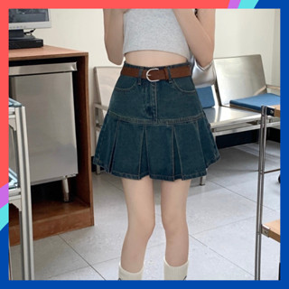 Chân váy nữ xếp ly dáng ngắn dáng chữ A 2 lớp chân váy jean xếp ly y2k cạp cao phù hợp đi dạo phố CV25