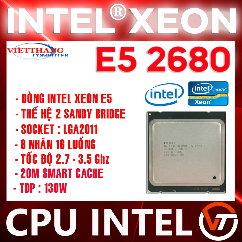 CPU Intel Xeon E5 2680  Xung cao giả lập vừa chơi Game Lắp main X79 SK2011