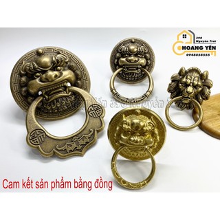Mặt bích sư tử gắn cửa, Tay nắm cửa cổng mặt sư tử bằng đồng, Tay kéo cửa đầu lân bằng đồng, Mặt hổ phù đồng gắn cửa