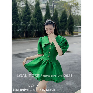 Váy tafta nữ cổ sen 2 lớp dáng xoè xếp ly