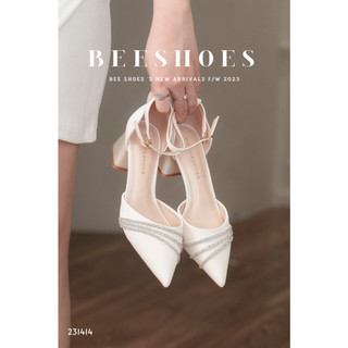 Beeshoes - giày cao gót nữ mũi nhọn - giày cao gót nữ gót trụ cao 5 phân sẵn màu đen trắng kem 231414