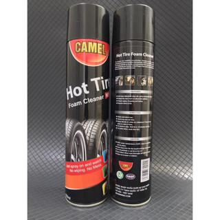 Chai xịt bóng lốp, dưỡng đen lốp ô tô CAMEL - Hot tire dạng bọt 650ml - 12 CHAI/ THÙNG
