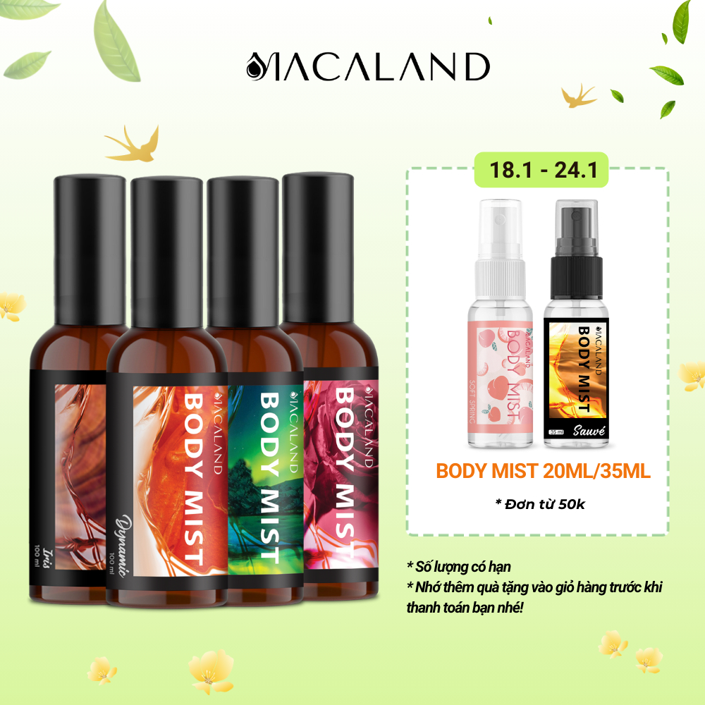 Body Mist xịt thơm toàn thân MACALAND 20ml/35ml//100ml dạng xịt hương nước hoa kết hợp dưỡng ẩm cho da