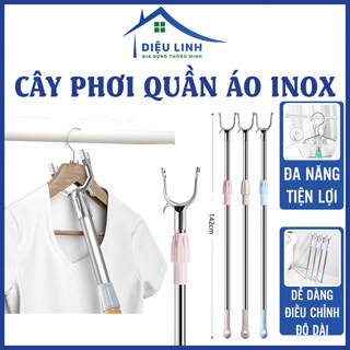 Cây phơi quần áo bằng inox kéo dài 142cm Cây gậy lấy đồ trên cao có thể kéo dài xếp gọn Dieulinhshop