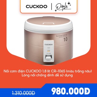 [Chỉ còn 980K sau khi áp voucher] Nồi cơm điện CUCKOO 1,8 lít CR-1065- trắng nâu- Lòng nồi chống dính- Hàng Chính hãng