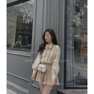 áo sơ mi cổ sen tay bồng