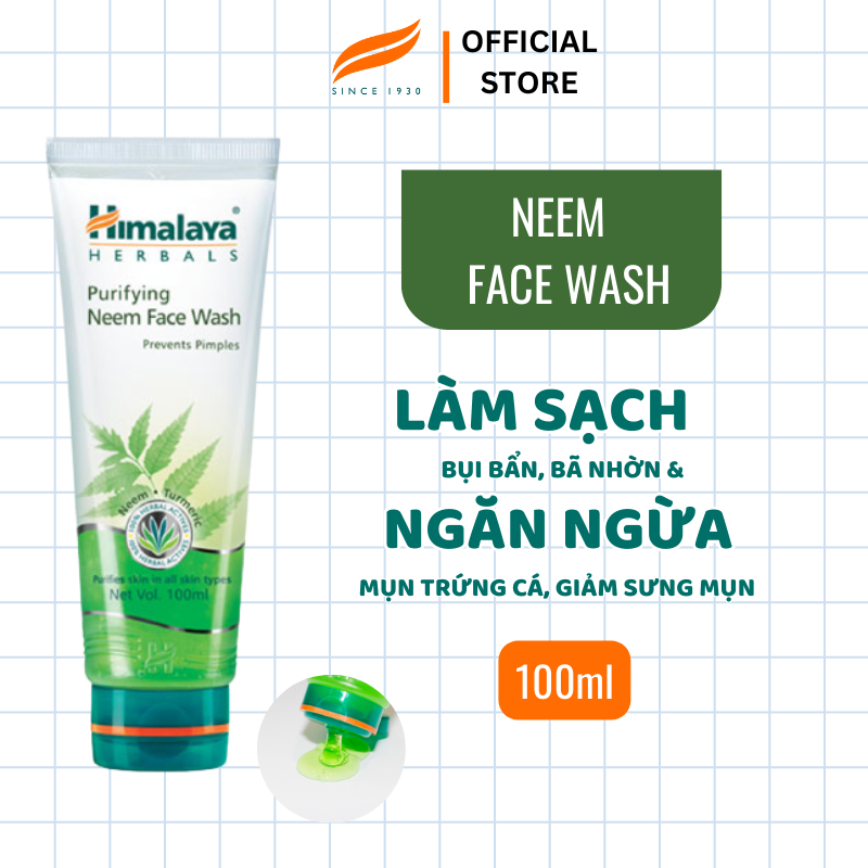 Sữa rửa mặt giảm mụn mờ thâm và sạch dầu thừa Himalaya Purifying Neem Face Wash 100ml
