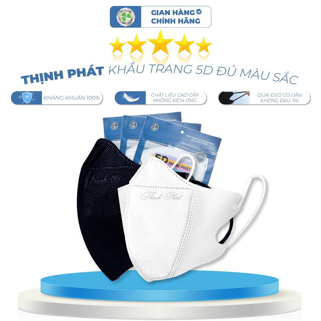 Khẩu trang 5D Thịnh Phát đủ màu sắc tự chọn kháng khuẩn ôm mặt chống nắng thời trang