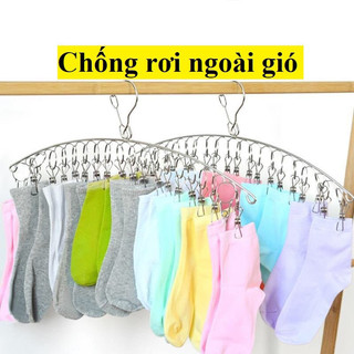 Móc treo quần áo 20 Inox đa năng, móc phơi giày, kẹp phơi inox không gỉ