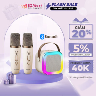 Bộ hát karaoke bass hay, loa bluetooth mini tặng kèm micro hát không dây có tay cầm - kr01