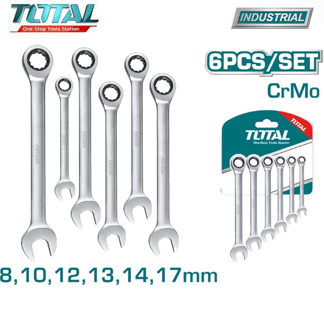 Bộ 6 cờ lê vòng miệng 2 chiều tự động Total THT102RK566/THT102266