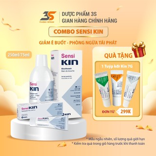 Combo nước súc miệng kem đánh sensi kin giảm ê buốt cho răng nhạy cảm 250ml/75ml