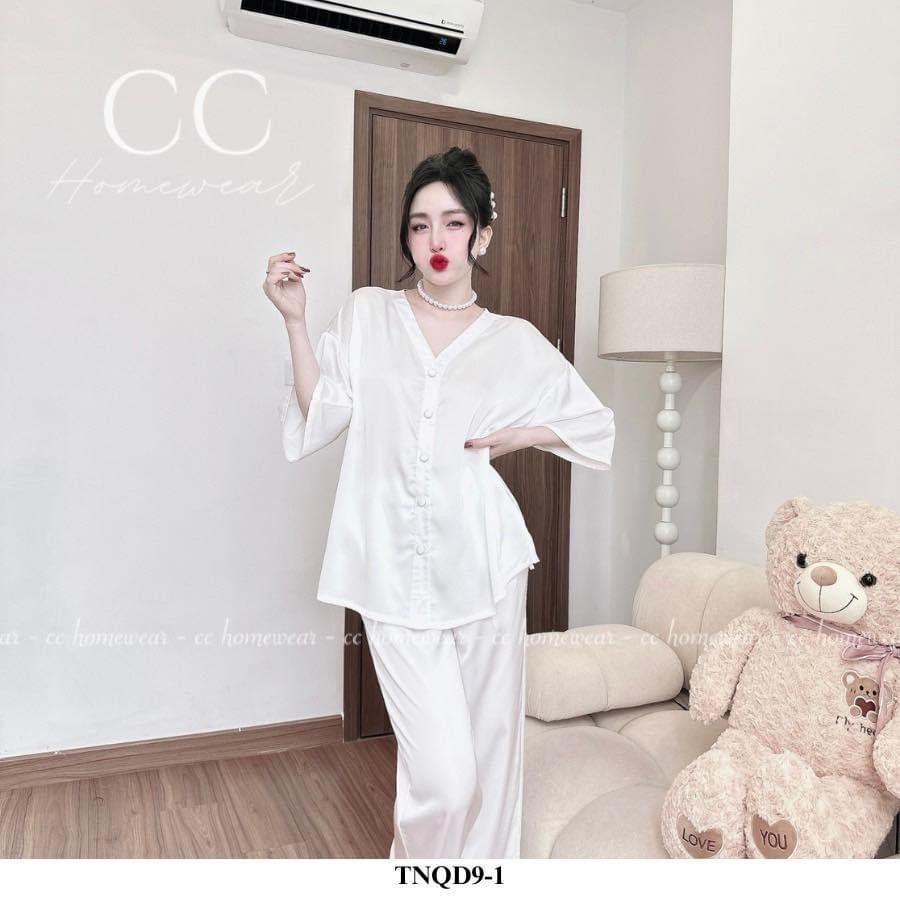 Bộ Tay Ngắn Quần Dà Nút Bọc Cổ V-TNQD9