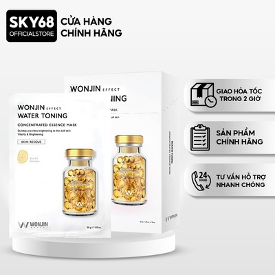 Hộp 10 Mặt Nạ Truyền Trắng Wonjin Effect Water Toning Concentrated Essence Mask 30g x10 - WATER TONING