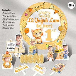 B8 - Combo trang trí sinh nhật BÉ GÁI tuổi Mão (tuổi Mèo)