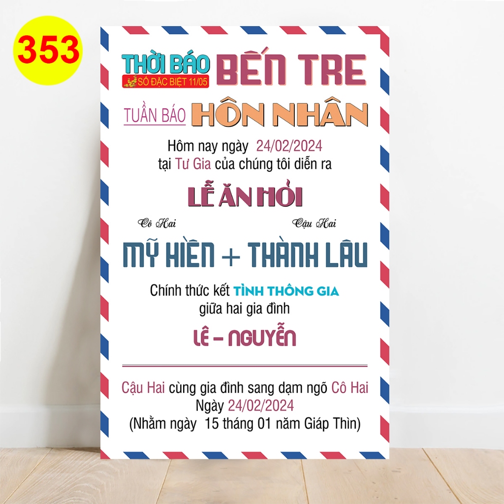MS 353 - Bảng Welcome trang trí đám cưới