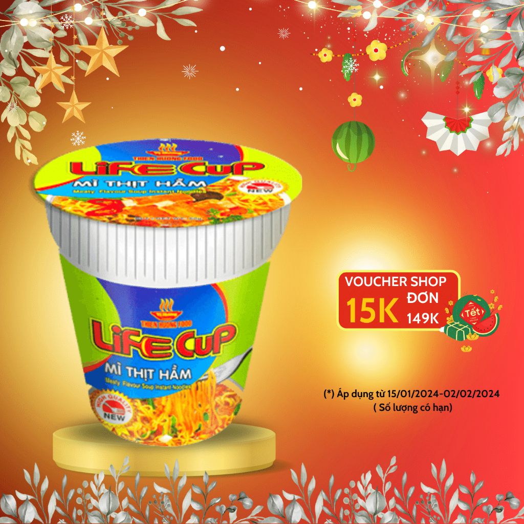 Thùng 24 Ly Mì Thịt Hầm Life Cup 60g/ly