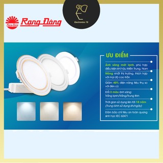 [Chính Hãng] Đèn Led Panel Âm Trần Đổi Màu 3 Chế Độ Rạng Đông 7W/9W/12W, Viền Vàng/Bạc