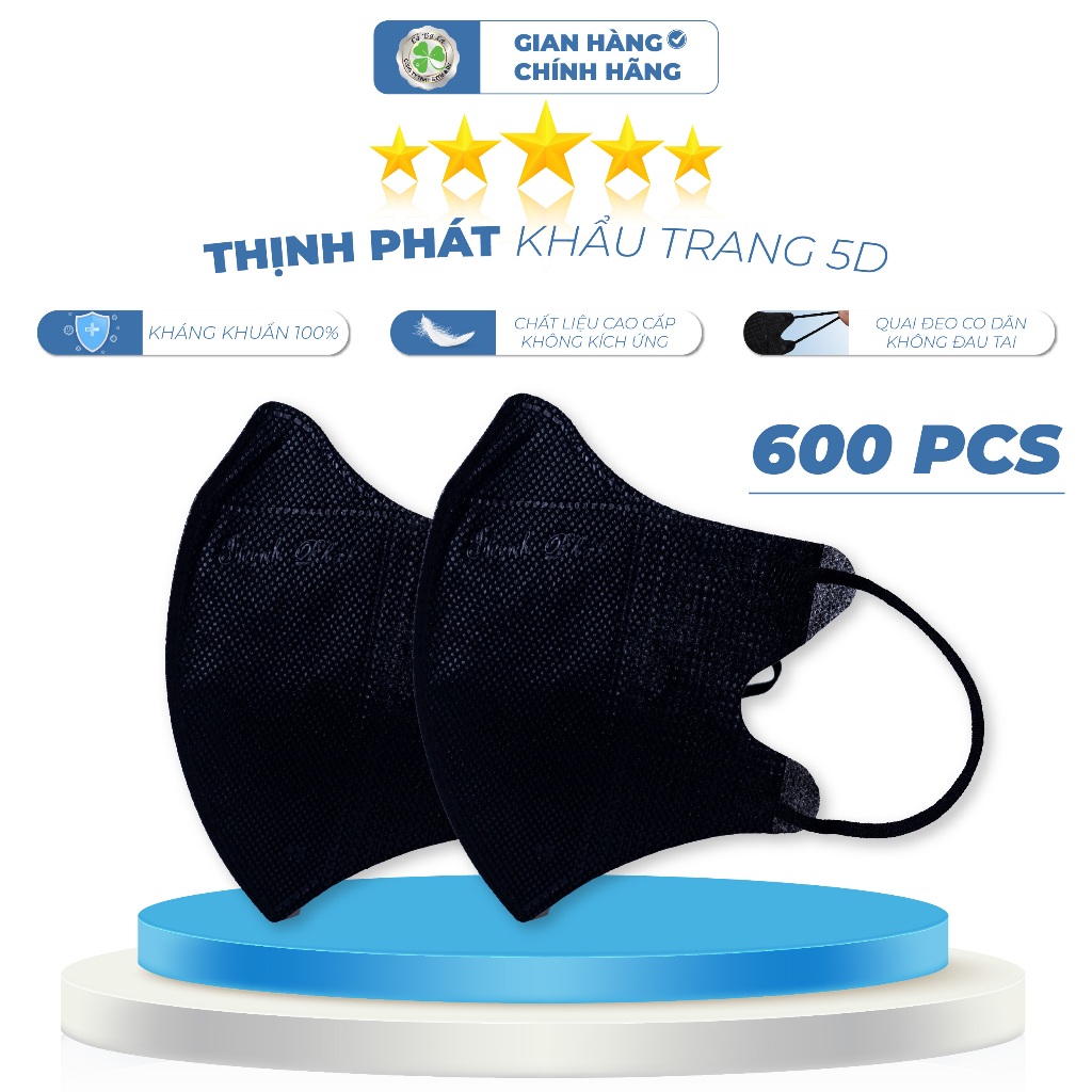 Khẩu trang y tế thùng 600 chiếc 5D Thịnh Phát 3 lớp kháng khuẩn chống bụi mịn an toàn tuyệt đối