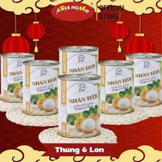 Combo 6 lon nhãn tươi ngâm nước đường asia home cát long 565gr