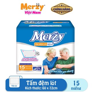 ( Mua 8 gói tặng 1 gvs 6 cuộn)Tấm đệm lót người lớn Merzy kích thước 60cm x 72cm, 15 miếng