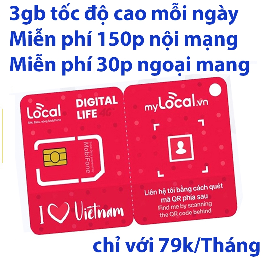 Sim 4g local mobifone A79 3gb/ngày +Miễn phí gọi Sóng mobifone chỉ 79k/tháng