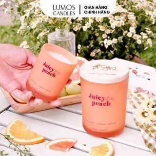 Nến thơm tinh dầu cao cấp hương đào juicy peach lumos thư giãn, quà tặng, trang trí nhà cửa