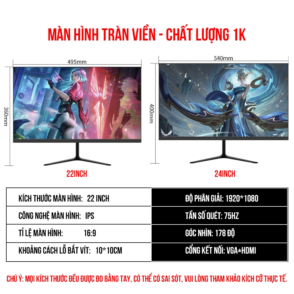 Màn hình máy tính PC 22-24 Inch, mới - 100% Full Box, bảo hành 12 tháng, Full HD 1080 Tấm nền IPS Tần số quét 75HZ | BigBuy360 - bigbuy360.vn
