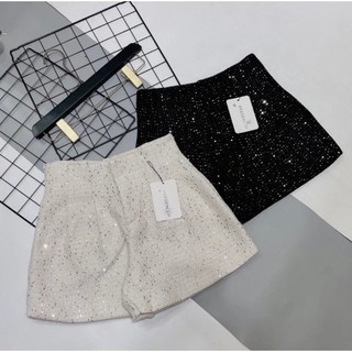 Quần short dạ nhũ cạp cao, quần short kim sa cạp cao siêu tôn dáng