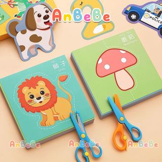Đồ chơi cắt giấy thủ công an toàn nhiều hình màu dễ thương Anbebe