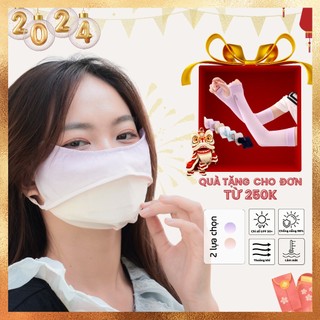 Khẩu trang loang màu chống nắng chống tia UV UPF 50+ chất lụa băng mát lạnh mềm mịn