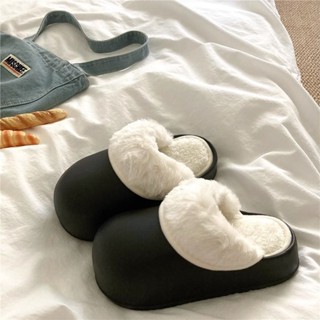 Dép lông đi trong nhà Dép bông dép bánh mì nữ Đế Cao Có Thể Tháo Rời Lót