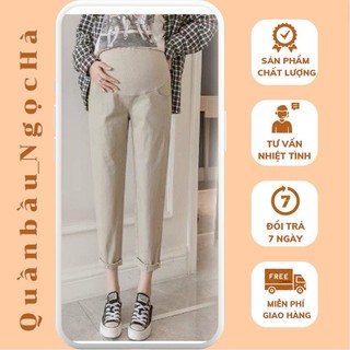Quần KAKI Bầu Công Sở Mềm Mịn Đứng Form_Quân baggy bầu thời trang có sẵn